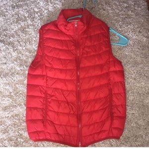 Red puffy vest